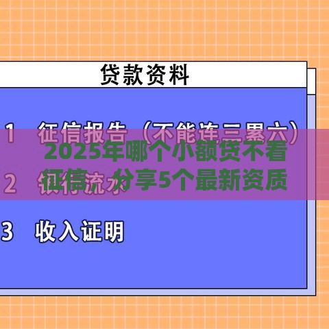 2025年哪个小额贷不看征信，分享5个最新资质不好平台可以借100