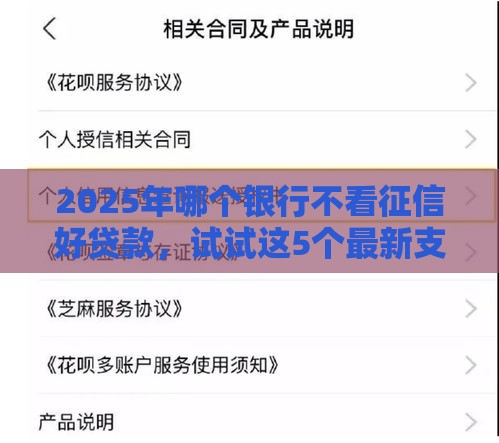 2025年哪个银行不看征信好贷款，试试这5个最新支付宝借钱平台