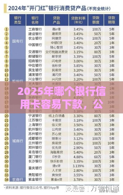 2025年哪个银行信用卡容易下款，公布5个最新平台能贷款