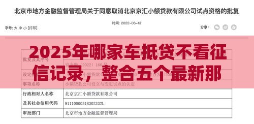 2025年哪家车抵贷不看征信记录，整合五个最新那些平台可以贷款