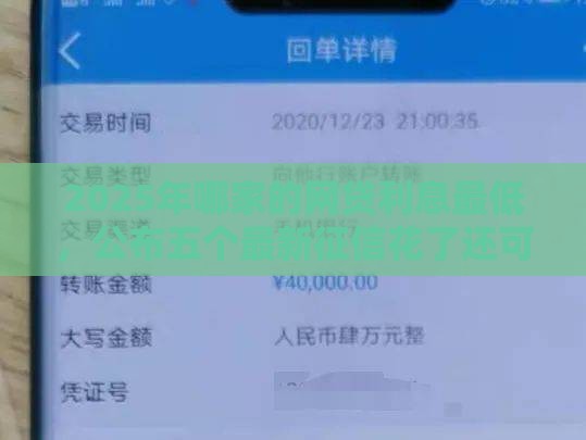 2025年哪家的网贷利息最低，公布五个最新征信花了还可以借钱的平台