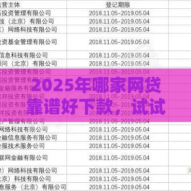 2025年哪家网贷靠谱好下款，试试这5个最新信用借钱平台