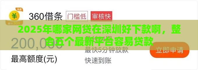 2025年哪家网贷在深圳好下款啊，整合五个最新平台容易贷款
