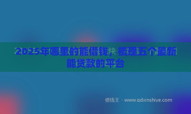 2025年哪里的能借钱，梳理五个最新能贷款的平台