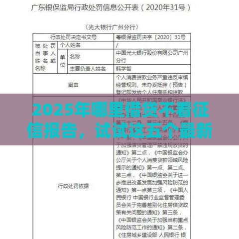 2025年哪里借贷不看征信报告，试试这五个最新无抵押贷款平台