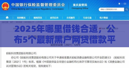 2025年哪里借钱合适，公布5个最新黑户网贷借款平台