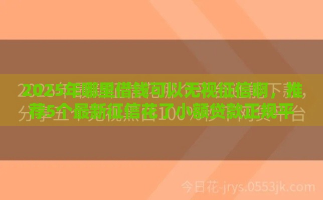 2025年哪里借钱可以无视征信啊，推荐5个最新征信花了小额贷款正规平台