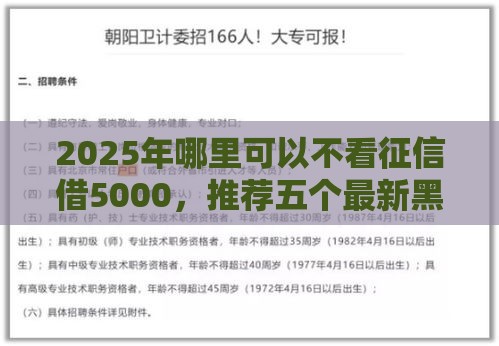 2025年哪里可以不看征信借5000，推荐五个最新黑户花户能秒下款的平台