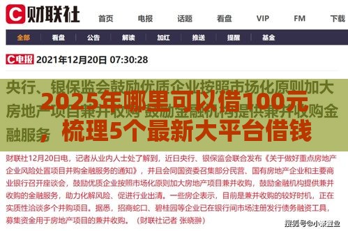 2025年哪里可以借100元，梳理5个最新大平台借钱