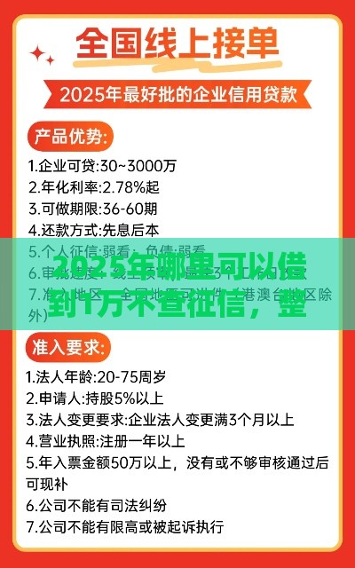 2025年哪里可以借到1万不查征信，整理五个最新平台公司贷款