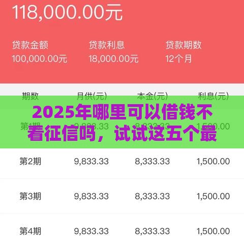 2025年哪里可以借钱不看征信吗，试试这五个最新网贷借遍了都拒绝去借款平台借钱