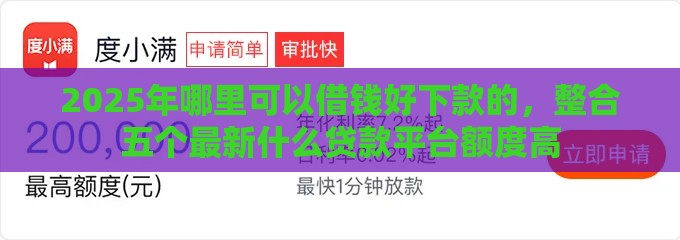 2025年哪里可以借钱好下款的，整合五个最新什么贷款平台额度高
