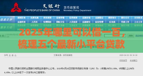 2025年哪里可以借一百，梳理五个最新小平台贷款