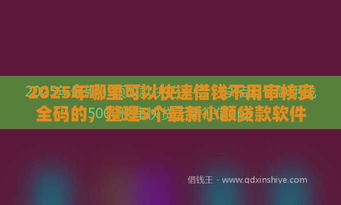 2025年哪里可以快速借钱不用审核安全码的,整理5个最新小额贷款软件 2025年哪里可以快速借钱不用审核安全码的,整理5个最新小额贷款软件