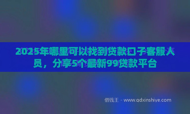 2025年哪里可以找到贷款口子客服人员，分享5个最新99贷款平台