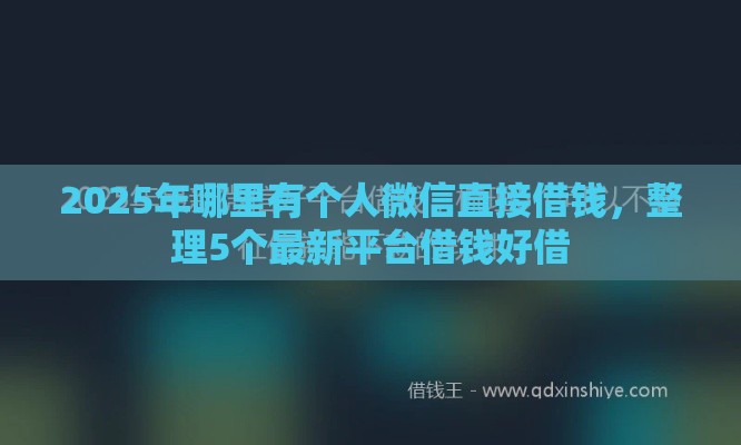 2025年哪里有个人微信直接借钱，整理5个最新平台借钱好借