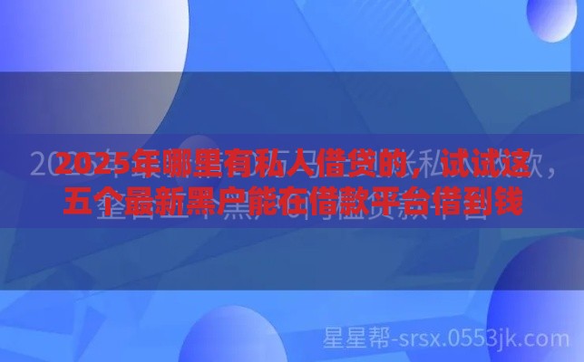 2025年哪里有私人借贷的，试试这五个最新黑户能在借款平台借到钱