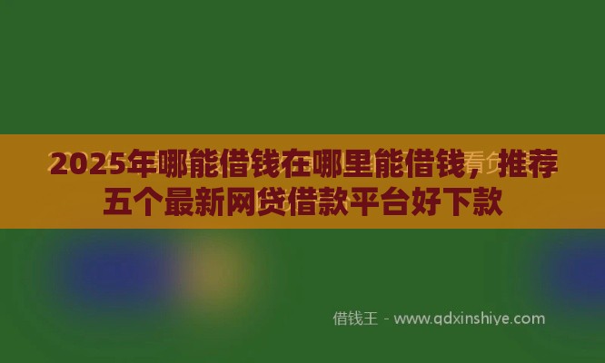 2025年哪能借钱在哪里能借钱，推荐五个最新网贷借款平台好下款
