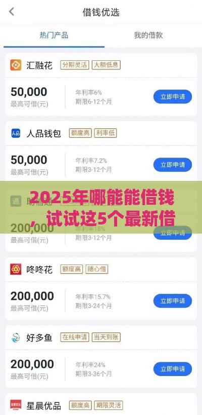 2025年哪能能借钱，试试这5个最新借钱平台的利率低