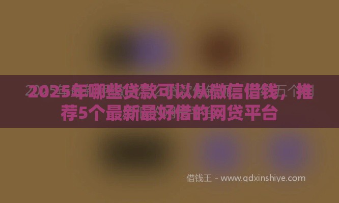 2025年哪些贷款可以从微信借钱，推荐5个最新最好借的网贷平台