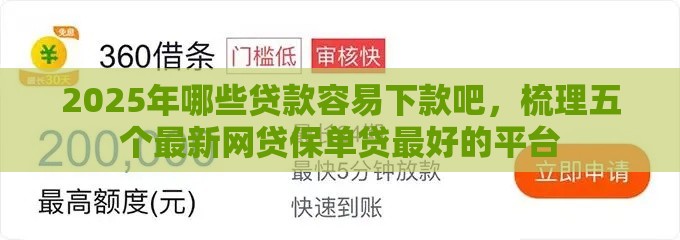 2025年哪些贷款容易下款吧，梳理五个最新网贷保单贷最好的平台