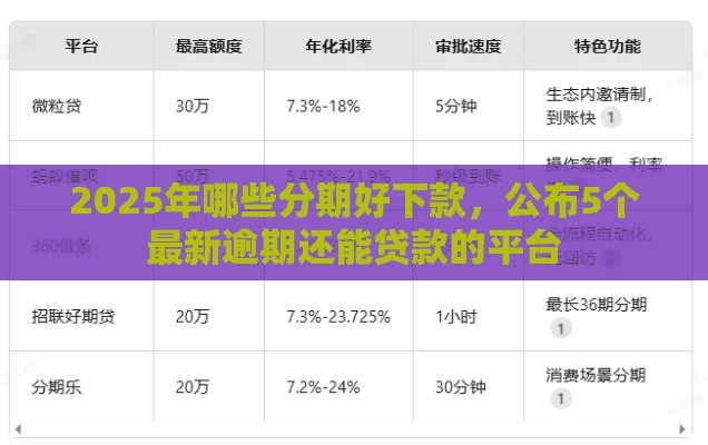 2025年哪些分期好下款，公布5个最新逾期还能贷款的平台