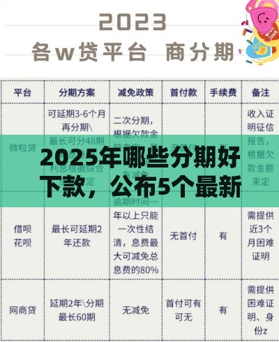 2025年哪些分期好下款，公布5个最新逾期还能贷款的平台