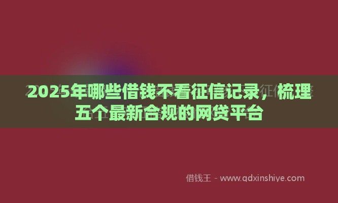 2025年哪些借钱不看征信记录，梳理五个最新合规的网贷平台