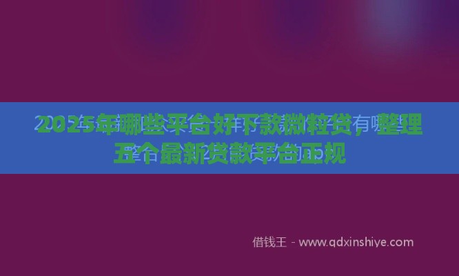 2025年哪些平台好下款微粒贷，整理五个最新贷款平台正规