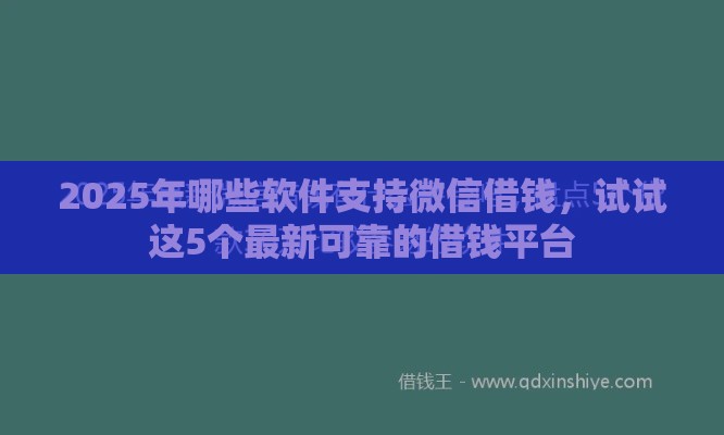2025年哪些软件支持微信借钱，试试这5个最新可靠的借钱平台