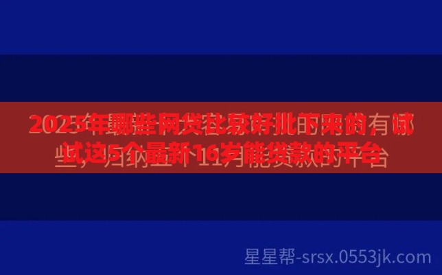 2025年哪些网贷比较好批下来的，试试这5个最新16岁能贷款的平台
