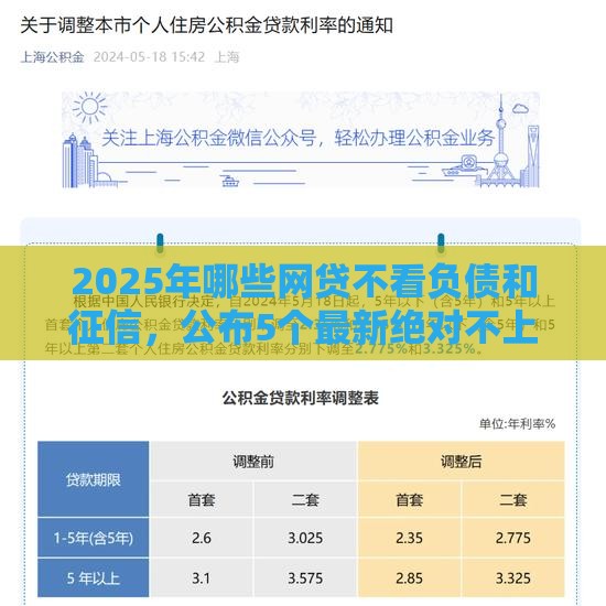 2025年哪些网贷不看负债和征信，公布5个最新绝对不上征信的贷款平台
