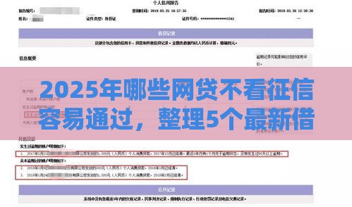 2025年哪些网贷不看征信容易通过，整理5个最新借钱平台排名不分先后