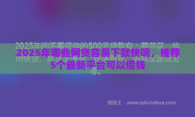 2025年哪些网贷容易下款快呢，推荐5个最新平台可以借钱
