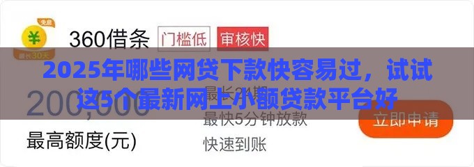 2025年哪些网贷下款快容易过,试试这5个最新网上小额贷款平台好 2025年哪些网贷下款快容易过,试试这5个最新网上小额贷款平台好