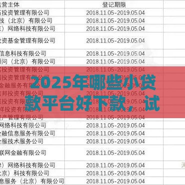 2025年哪些小贷款平台好下款，试试这五个最新2025年12月网贷平台
