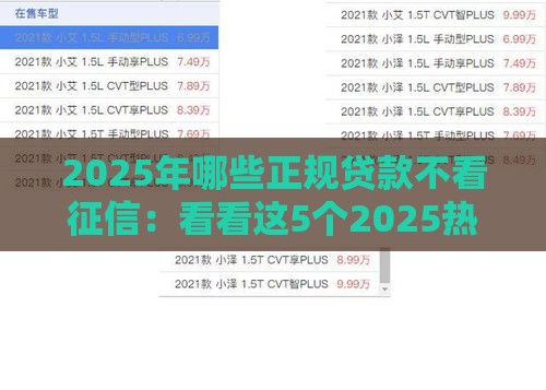 2025年哪些正规贷款不看征信：看看这5个2025热门比较正规的贷款平台
