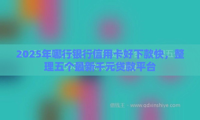 2025年哪行银行信用卡好下款快，整理五个最新千元贷款平台