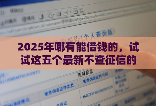 2025年哪有能借钱的，试试这五个最新不查征信的网贷平台