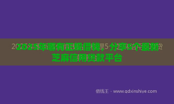 2025年哪有正规借钱，分享5个最新芝麻信用贷款平台
