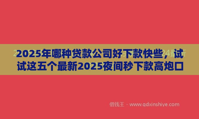 2025年哪种贷款公司好下款快些，试试这五个最新2025夜间秒下款高炮口子