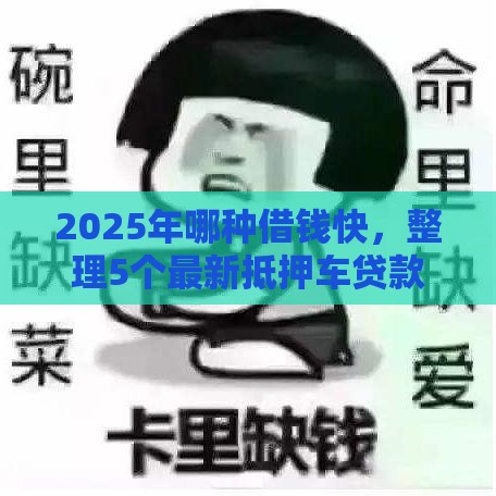 2025年哪种借钱快，整理5个最新抵押车贷款平台好