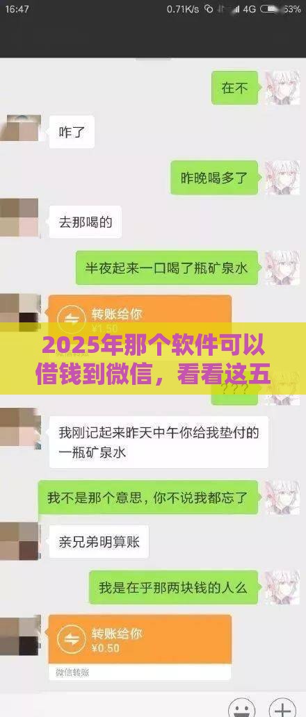2025年那个软件可以借钱到微信，看看这五个最新征信没有逾期,查询花了,能贷款的平台