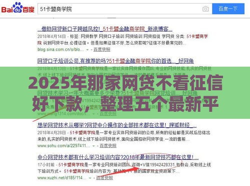 2025年那家网贷不看征信好下款，整理五个最新平台贷款逾期会怎么样