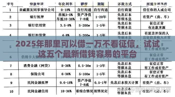 2025年那里可以借一万不看征信，试试这五个最新借钱容易的平台