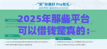 2025年那些平台可以借钱是真的：整理五个2025热门17岁能贷款的平台