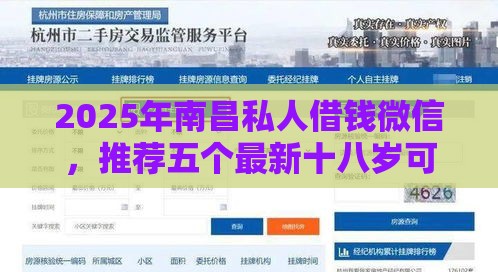 2025年南昌私人借钱微信，推荐五个最新十八岁可以借钱的平台