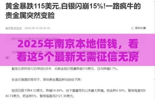2025年南京本地借钱，看看这5个最新无需征信无房无车能借钱的贷款平台