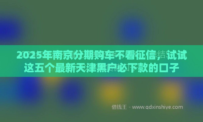 2025年南京分期购车不看征信，试试这五个最新天津黑户必下款的口子
