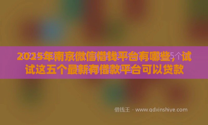 2025年南京微信借钱平台有哪些，试试这五个最新有借款平台可以贷款